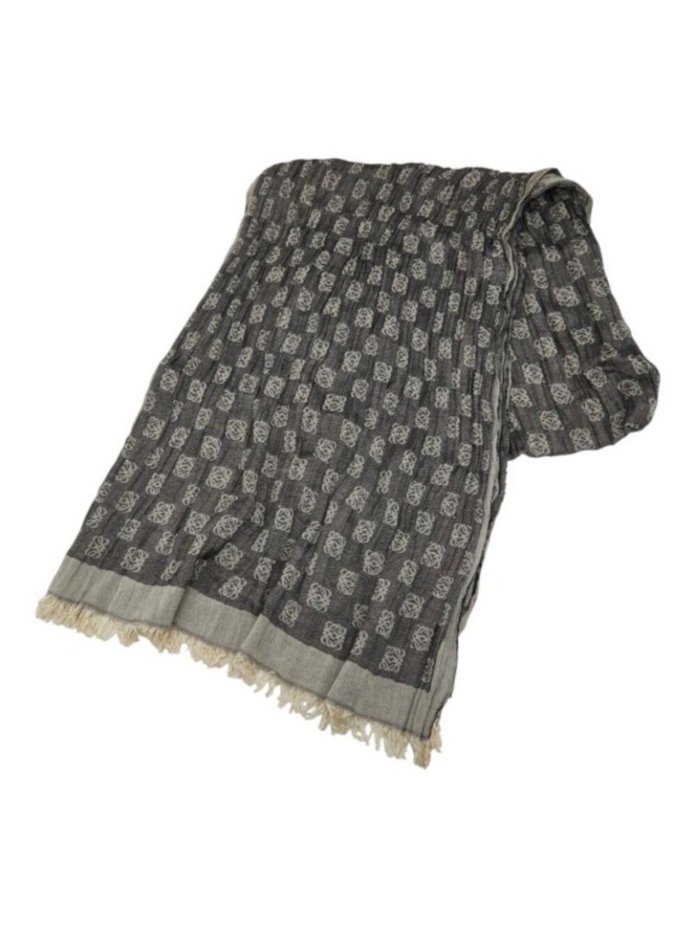 Loewe Anagram Shawl Large Scarf Gray Silk Cotton